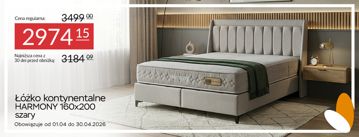 Łóżko kontynentalne z materacem kieszeniowym Harmony 160x200